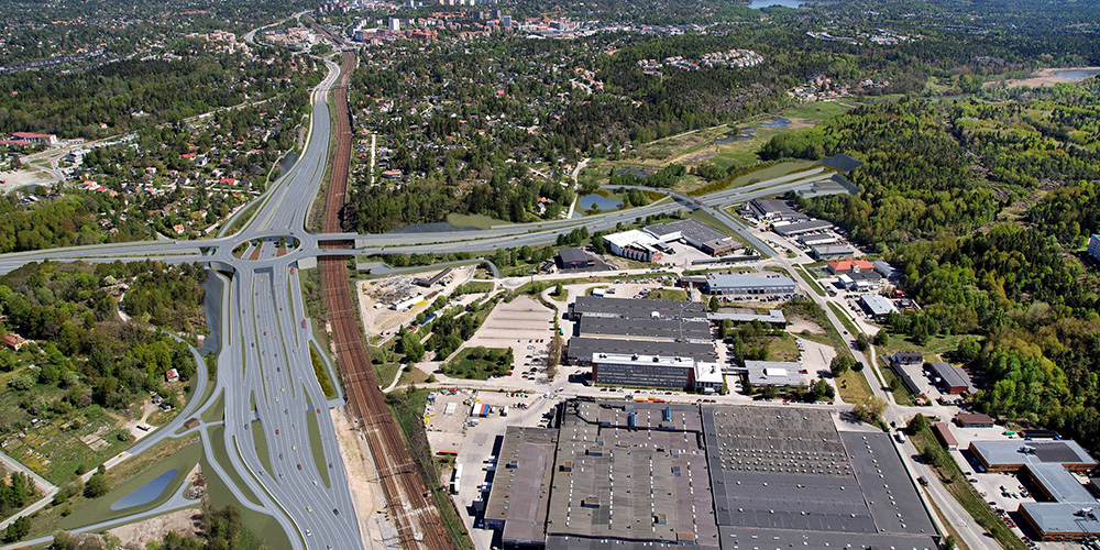 Illustration of the planned interchange, put over current environment..