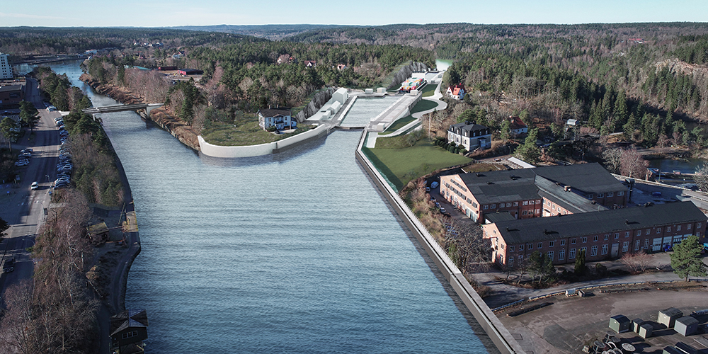 Illustration of the planned locks in Trollhättan.