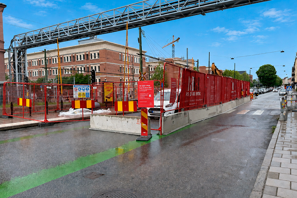 Bild på del av de förberedande arbetena vid Esplanaden och Järnvägsgatan 